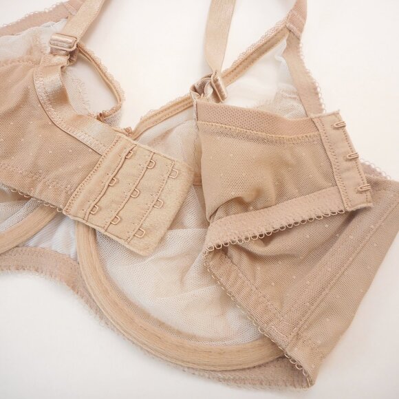 Wacoal Retro Chic Bra Size 36D Underwire Unlined Floral Sheer Lace 855186 Beige - Picture 3 of 11